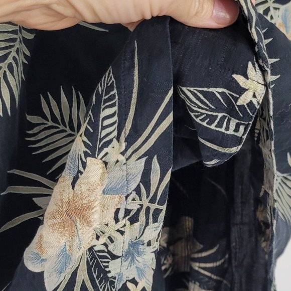 Knightsbridge Navy Short Sleeve Silk Blend Hawaiian Casual Button-Down Shirts S - Picture 6 of 11